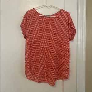 Pleione orange and white blouse